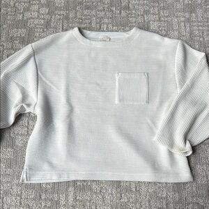 A New Day White Textured Knit Boxy Pullover with Chest Pocket